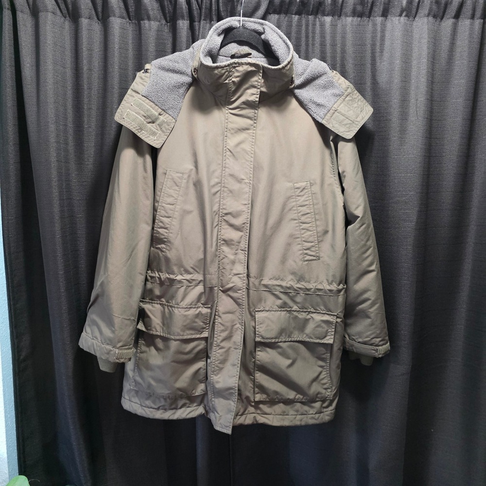 Lands End Aircore-200 Insulated Parka Hooded Winter Coat Olive Green Womens SZ L
